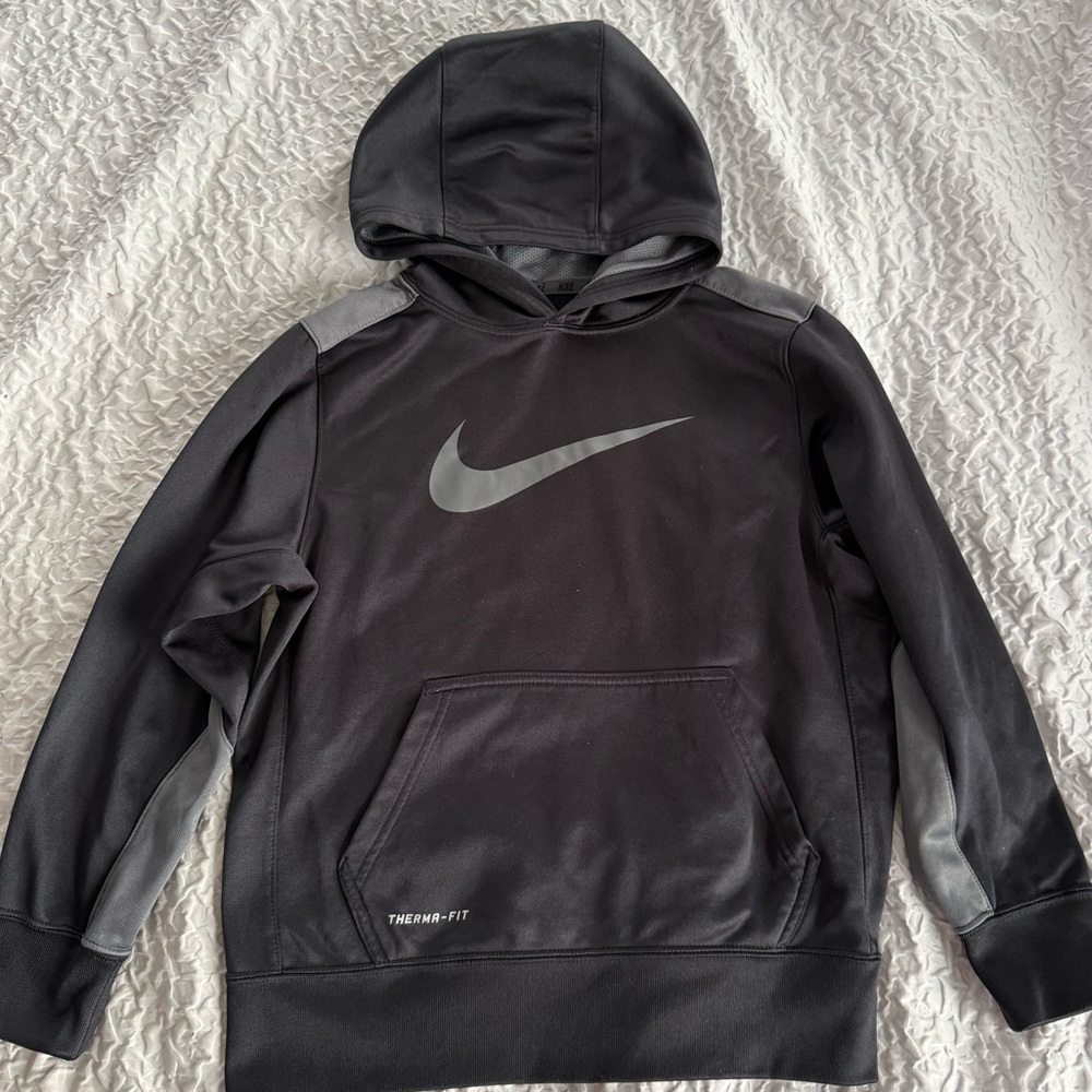Nike Black Therma Fit Hoodie with Charcoal Gray Logo